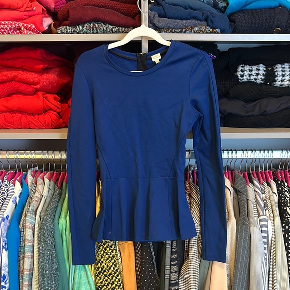 Wilfred blue long sleep back zipper closure peplum style top size S/M - Picture 1 of 3